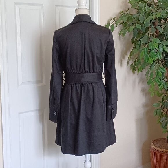 EUC! Vintage Saks of Fifth Avenue Black Trench Coat Size 6 - Picture 2 of 3